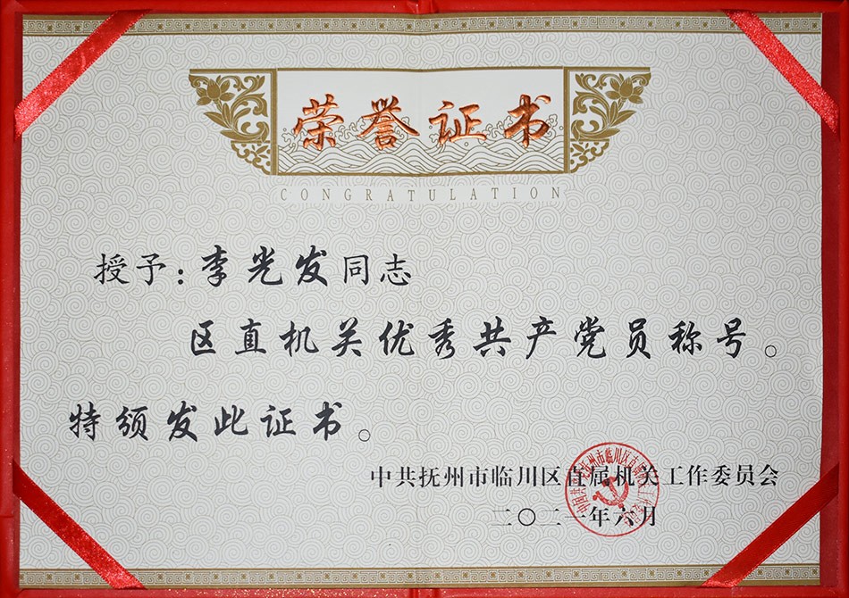 区直机关优秀共产党员称号